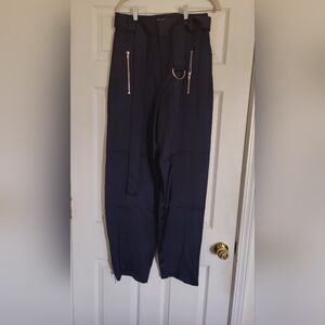Saint Art Courtney Charmeuse Pant. Navy Blue. Size L